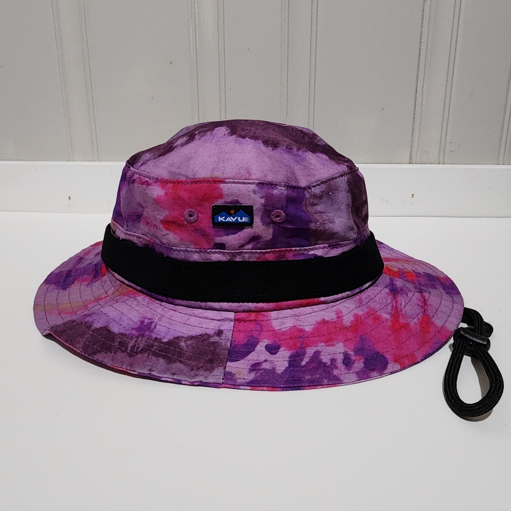 Vintage 90s 2000s Kavu Purple and Pink Bucket Hat with Cord Like New